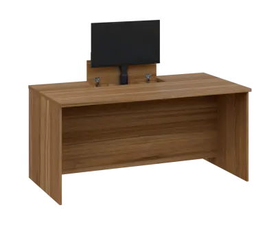 PLVM 18 - 16 stůl kancelářský s výsuvem (1x) monitoru, dřevěná podnož, deska 18 mm, široký 1600 mm, ořech světlý